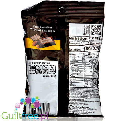 Hershey's Zero Sugar Chocolate with Almonds Pouch 3oz (85g)