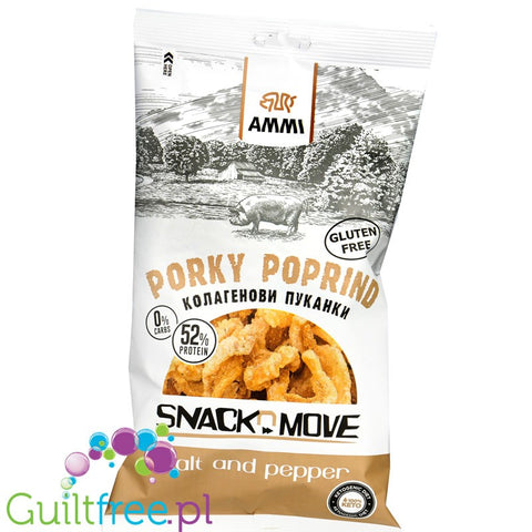 AMMI Porky Poprind Salt & Pepper 50g carb free keto pork rinds