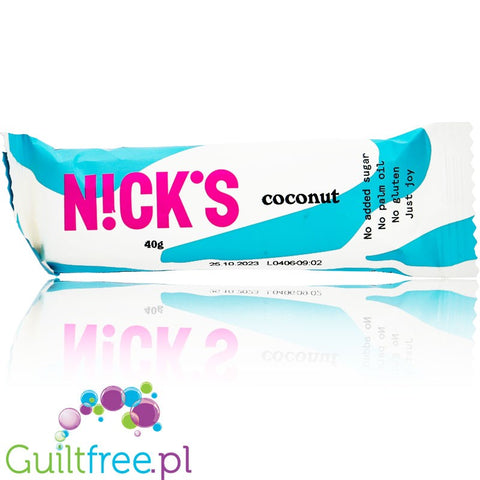 N!CK'S Coconut, Chocolate Coated Coconut Bar no Added Sugar, Gluten Free