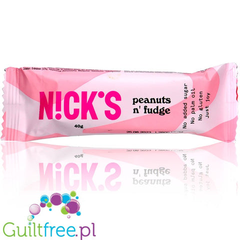 N!CK'S Peanut n Fudge Milk Chocolate Bar, No Added Sugar, Gluten Free