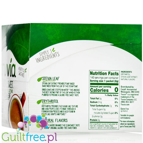 Truvia sweetener 140 packets  - stevia  erythritol 0kcal sweetener