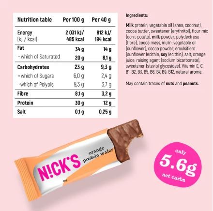 N!CK'S Nick's Protein Waffer, Chocolate Orange 