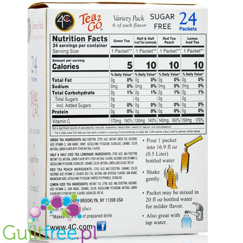 4C Sugar Free Iced Tea Drink Mix Sticks 24 stick box