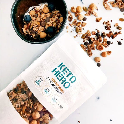 Keto Hero Kickstart Granola +20 % Belgische chocoladedruppels