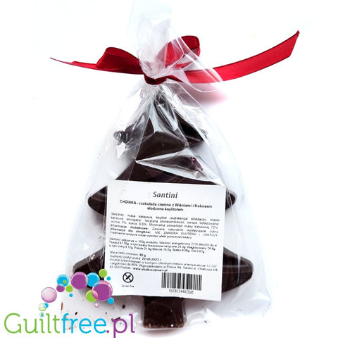 Santini Christmas - sugar free dark chocolate with cherry and coconut, sweetened with xylitol, 72% coca
