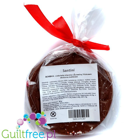 Santini Christmas - sugar free dark chocolate with cranberry and coconut, sweetened with xylitol, 72% coca