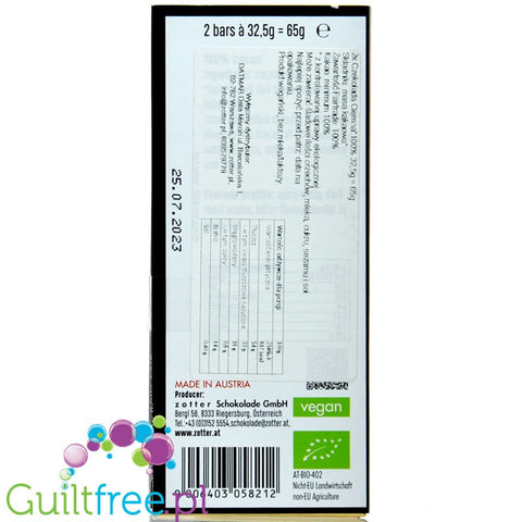 Zotter Labooko Maya Cacao 100%  - BIO dark chocolate 100% cocoa, no sugar nor sweeteners