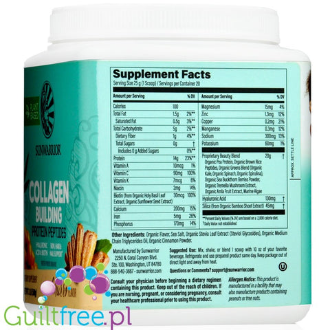 Sunwarrior Collagen Building Protein Peptides Churro 500g