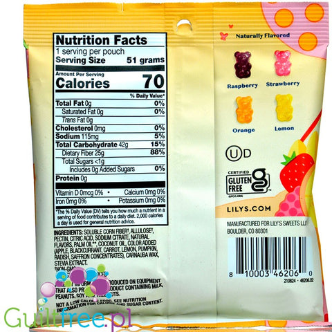 Lily's Sweets No Sugar Added Gummy Bears with stevia and erythritol