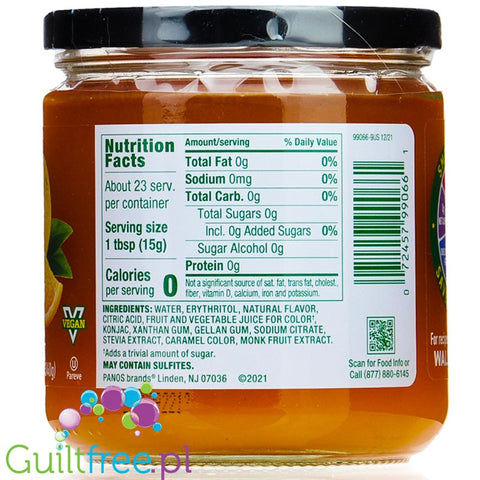 Walden Farms Orange Marmalade USA version with stevia & monk fruit