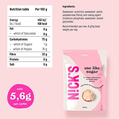 NICKS Use Like Sugar, Kalorienarme Zuckerersatz