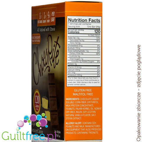 Healthsmart ChocoRite Solid Chocolate Bar Milk Chocolate Peanut Butter