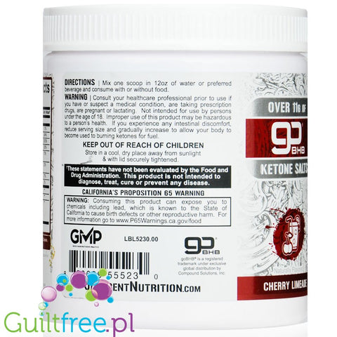 5% Nutrition Keto aSALT with goBHB® salts, Cherry Limeade - 252 grams