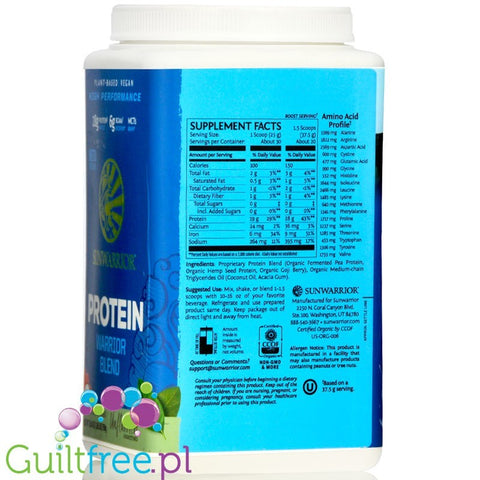 Sunwarrior Protein Warrior Blend 0,750kg, Mocha - vegan protein powder with acai, goji & quinoa, sachet