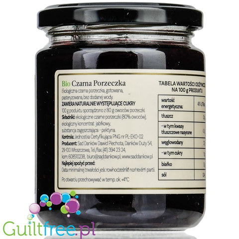 Sad Danków, organic blackcurrant no added sugar fruit spread