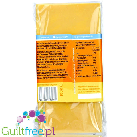 NO SUGAR SUGAR Schokolade Orange-Joghurt 100g