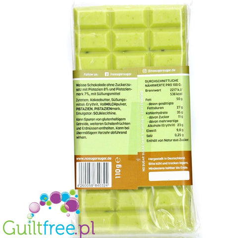 NO SUGAR SUGAR Schokolade Pistachio 110g