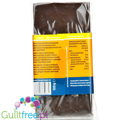 NO SUGAR SUGAR Schokolade Dark Orange 100g