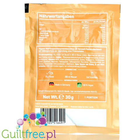 Rocka Nutrition NO WHEY Vegan Protein Caramel Popcorn, sachet