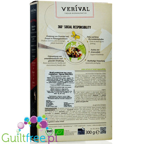VERIVAL GLUTEN FREE MUESLI WITH ALMONDS AND FIGS ORGANIC 300 g