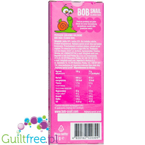 Bob Snail Roll Fruit-apple raspberry snack with no added sugar 30g