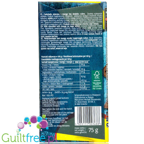 Pure & Good Milk Chocolate & Mango, no added sugar