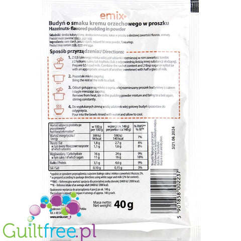 Emix Hazelnut Cream - sugar free instant pudding mix powder