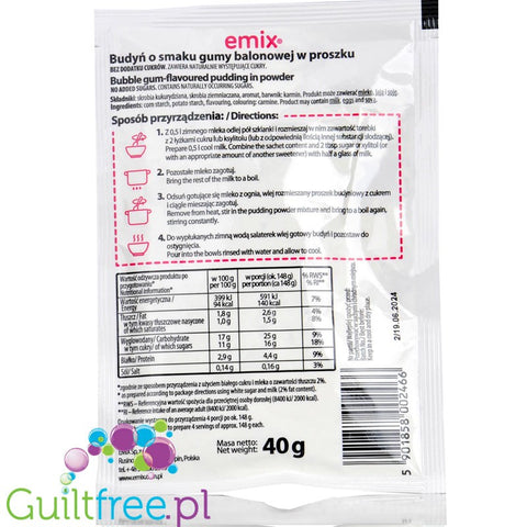 Emix Bubble Gum - sugar free instant pudding mix powder