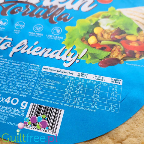 Cheat Meal Protein Tortilla - soft high protein, redrced carbs tortilla wraps