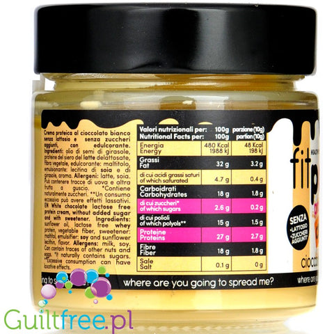 FitPrn Crema Proteica al Cioccolato Bianco - Italian no sugar added protein spread