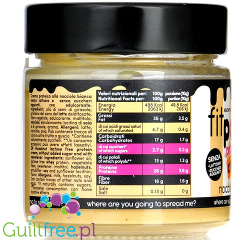 FitPrn Crema Proteica al Nocciola Bianca - Italian no sugar added protein spread