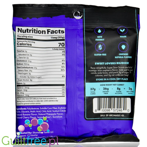 Shameless Snacks Gummy Candy - Super Sour Blue Raspberry 
