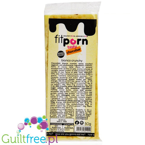FitPrn Chocobar Bianco Crunchy no added sugar Italian craft chocolate bar