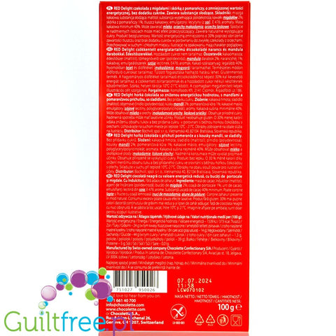 RED Chocolette no sugar added dark chocolate with almonds, 45% less calories