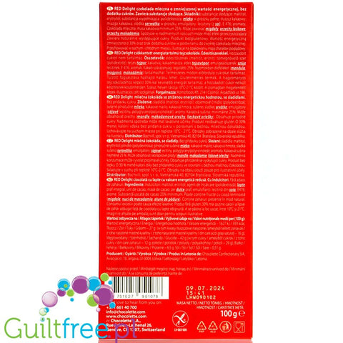 RED Chocolette no sugar added milk chocolate 30% less calories