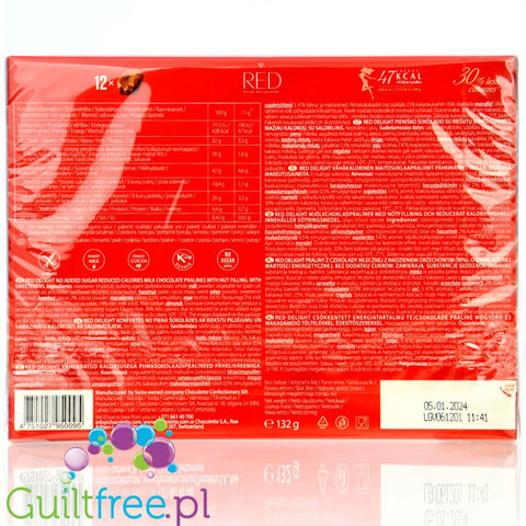 RED Chocolette no sugar added milk chocolate pralines, 35% less calories