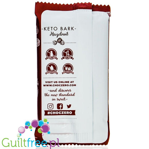 Choc Zero Keto Bark, Dark Chocolate Sea Salt with Hazelnuts
