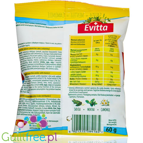 Evitta Herbal Candies Lemon, Lime  &Mint 60g