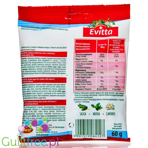 Evitta Herbal Candies Wild Rose & Elderberry 60g