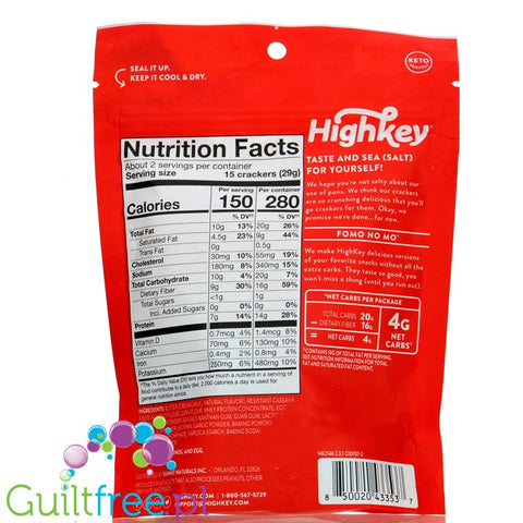 HighKey Snacks Almond Flour Crackers 2oz.- Sea Salt