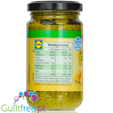 Kania Low Fat Pesto alla Genovese - zielone pesto z bazylii o obniżonej o obniżonej zawartości tłuszczu