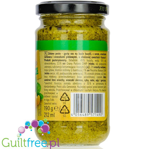 Kania Low Fat Pesto alla Genovese - zielone pesto z bazylii o obniżonej o obniżonej zawartości tłuszczu