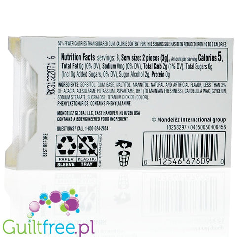 Trident White Peppermint sugar free chewing gum