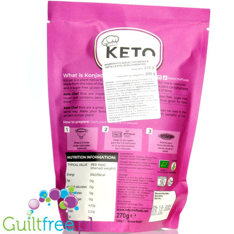 Keto Chef Organic Konjac Rice - odour fee, gluten free shirataki pasta 9kcal