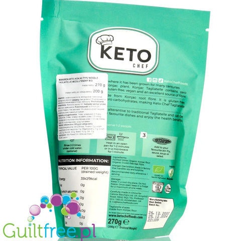 Keto Chef Organic Konjac Tagliatelle - bio makaron shirataki 9kcal, formuła bezzapachowa