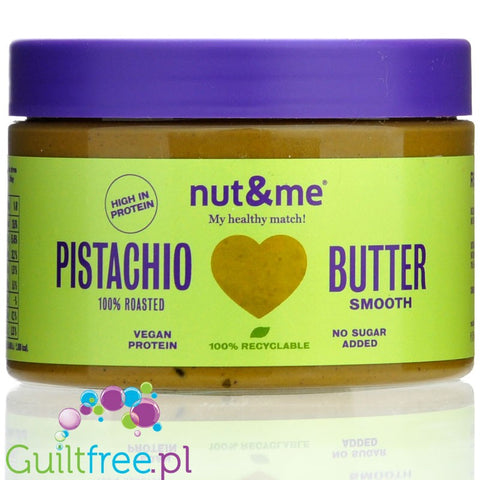 Nut & Me Pistachio Butter Smooth - masło pistacjowe, miazga 100% prażonych pistacji bez dodatku cukru i tłuszczu