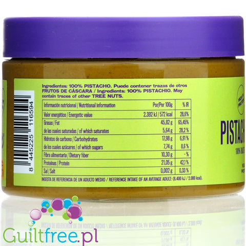 Nut & Me Pistachio Butter Smooth - masło pistacjowe, miazga 100% prażonych pistacji bez dodatku cukru i tłuszczu