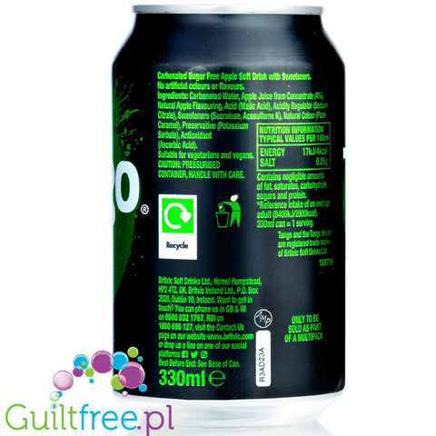 Tango Sugar Free Apple 330ml - napój zero kcal bez cukru zielone jabłuszko