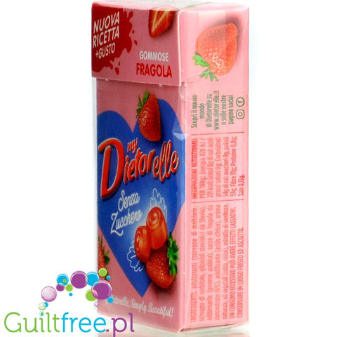 Dietorelle Stevia Morbide Fragola BOX - wegańskie żelki bez cukru, ze stewią, Truskawka