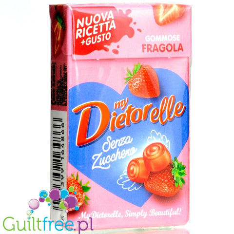 Dietorelle Stevia Morbide Fragola BOX - wegańskie żelki bez cukru, ze stewią, Truskawka